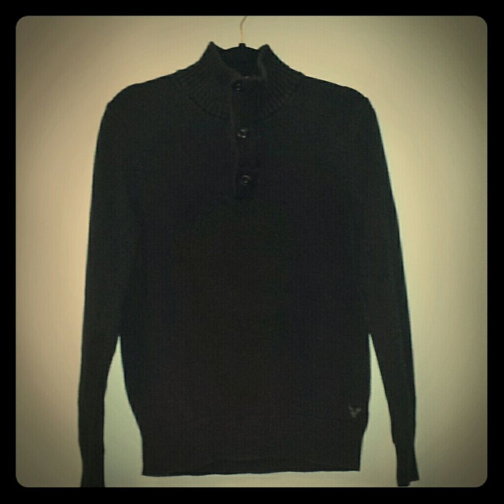 AEO Quarter Button Turtleneck Knit Sweater
